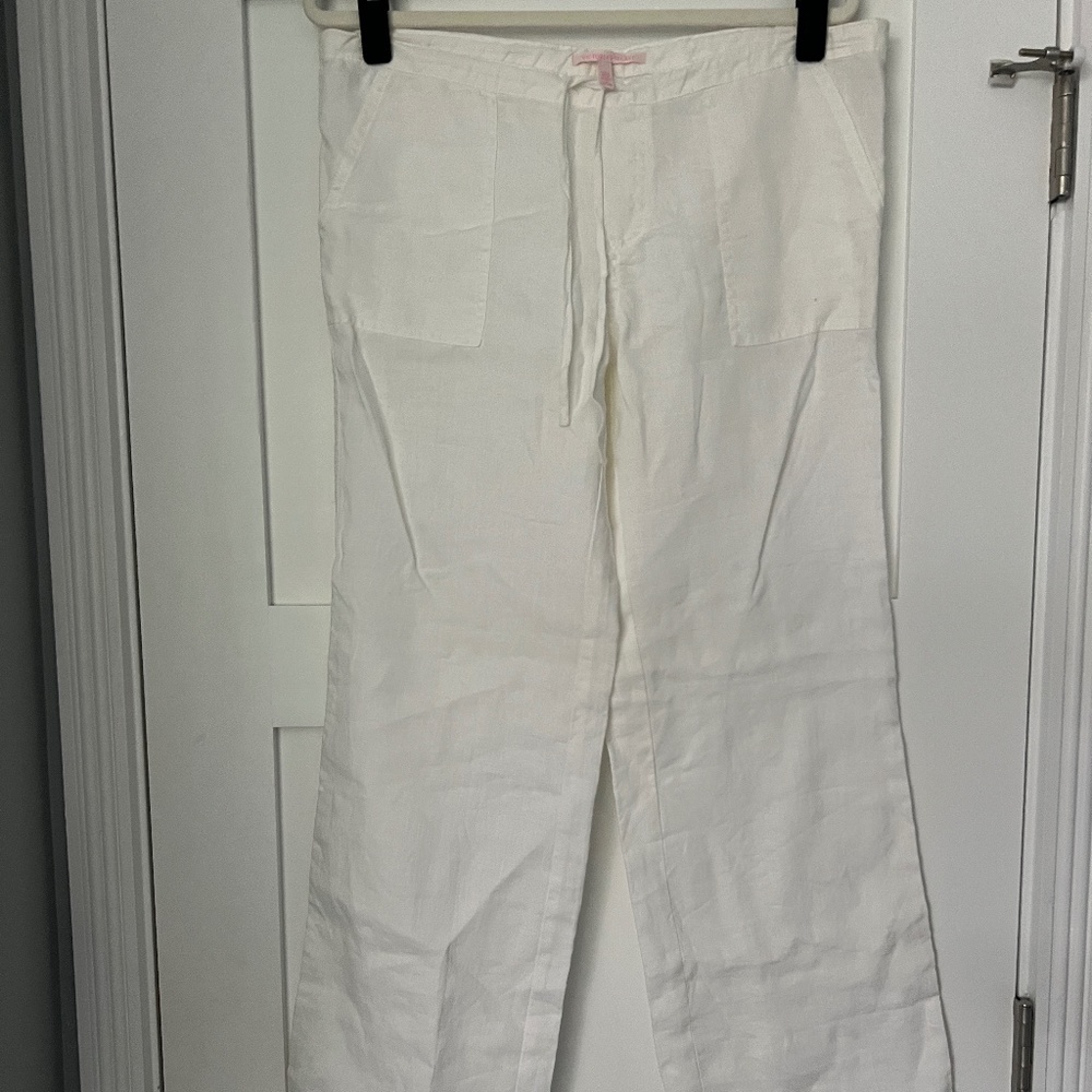 White Linen Victoria's Secret Drawstring Pants (Size Small)